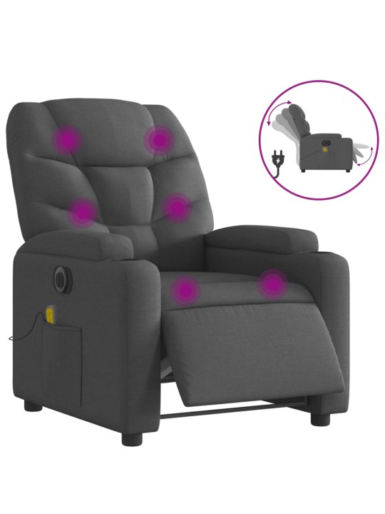 Elektrické masážní polohovací křeslo tmavě šedé textil