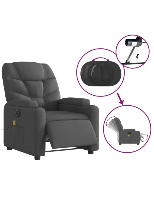 Elektrické masážní polohovací křeslo tmavě šedé textil