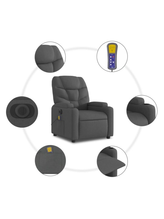 Elektrické masážní polohovací křeslo tmavě šedé textil