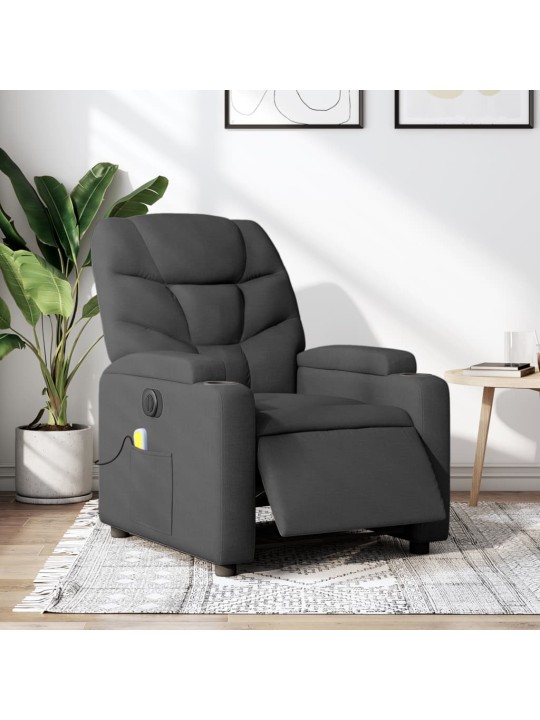 Elektrické masážní polohovací křeslo tmavě šedé textil