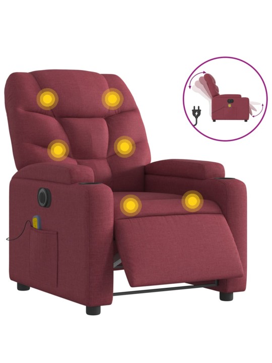 Elektrické masážní polohovací křeslo vínové textil