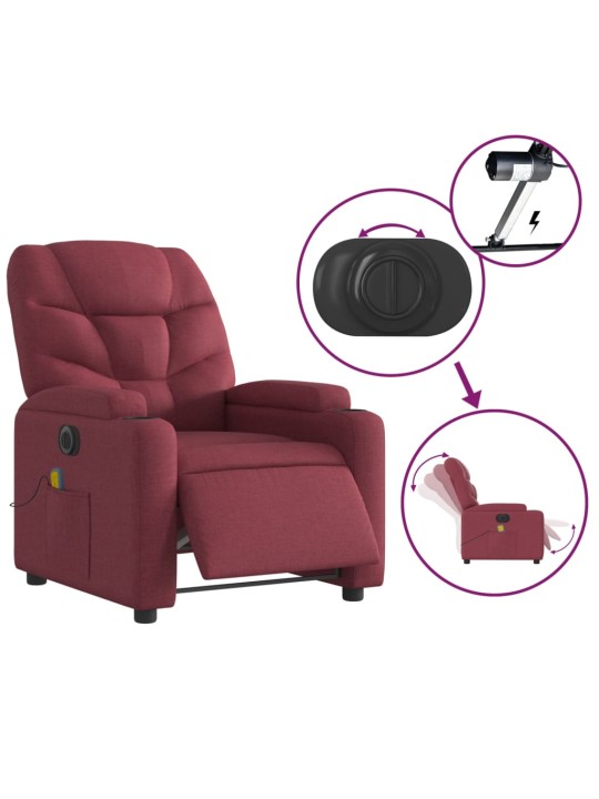 Elektrické masážní polohovací křeslo vínové textil