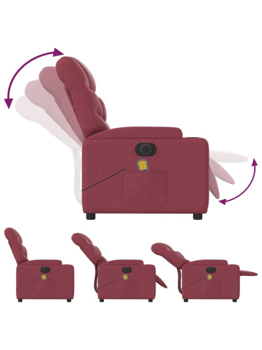 Elektrické masážní polohovací křeslo vínové textil