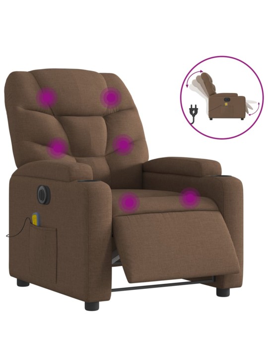Elektrické masážní polohovací křeslo hnědé textil