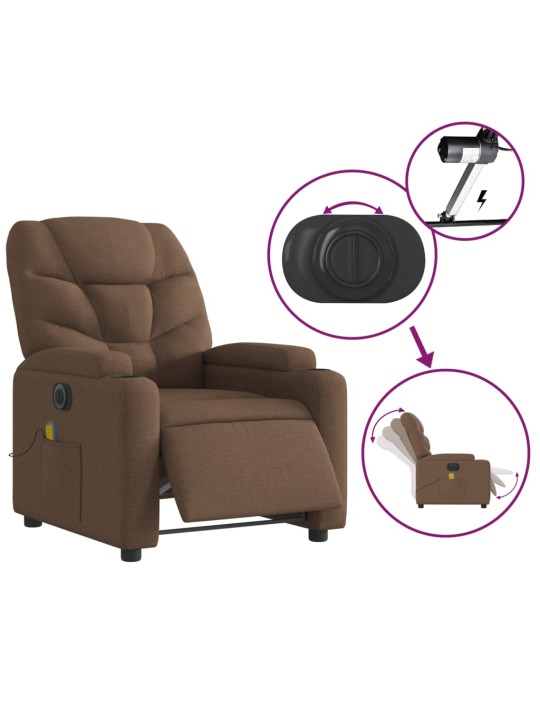 Elektrické masážní polohovací křeslo hnědé textil