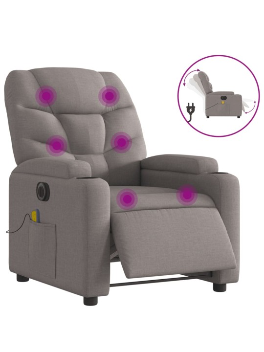 Elektrické masážní polohovací křeslo taupe textil