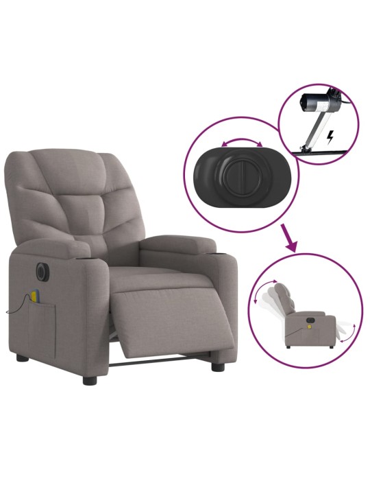 Elektrické masážní polohovací křeslo taupe textil