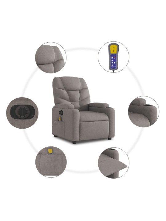 Elektrické masážní polohovací křeslo taupe textil