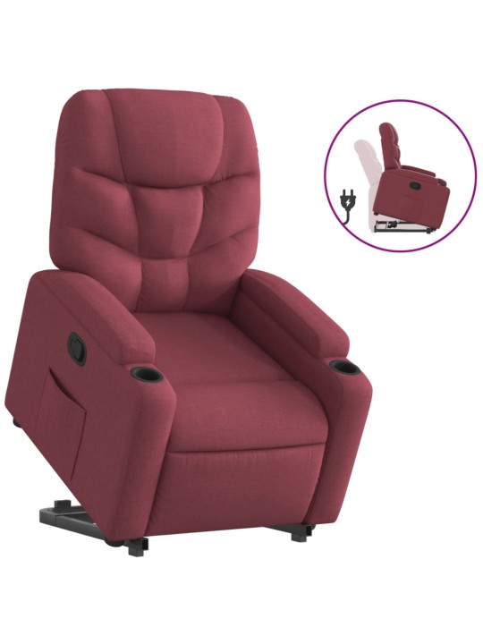 Zvedací polohovací křeslo vínové textil