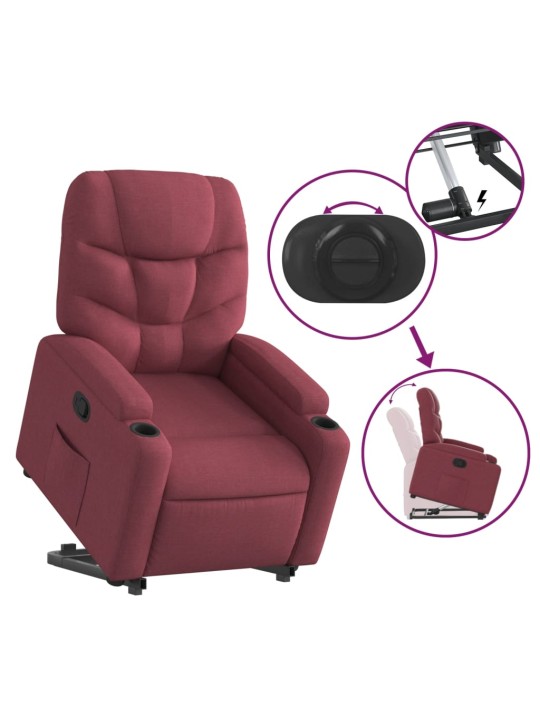 Zvedací polohovací křeslo vínové textil