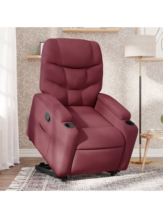 Zvedací polohovací křeslo vínové textil