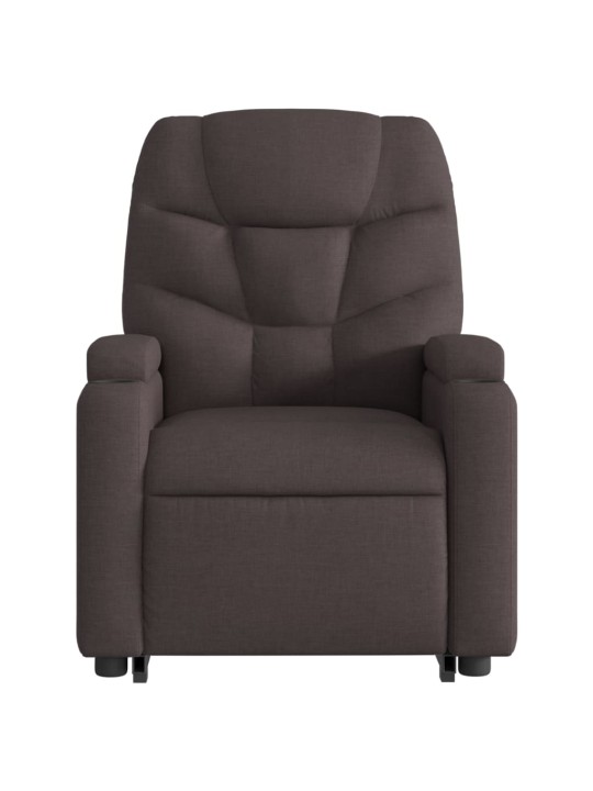 Zvedací polohovací křeslo tmavě hnědé textil