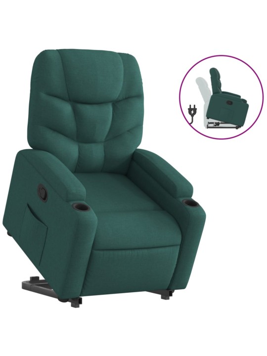 Zvedací polohovací křeslo tmavě zelené textil