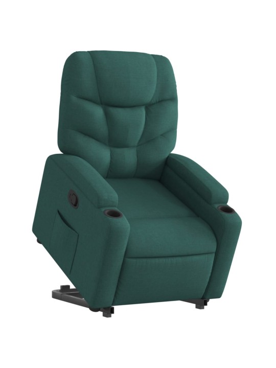 Zvedací polohovací křeslo tmavě zelené textil