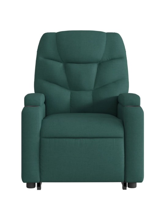 Zvedací polohovací křeslo tmavě zelené textil