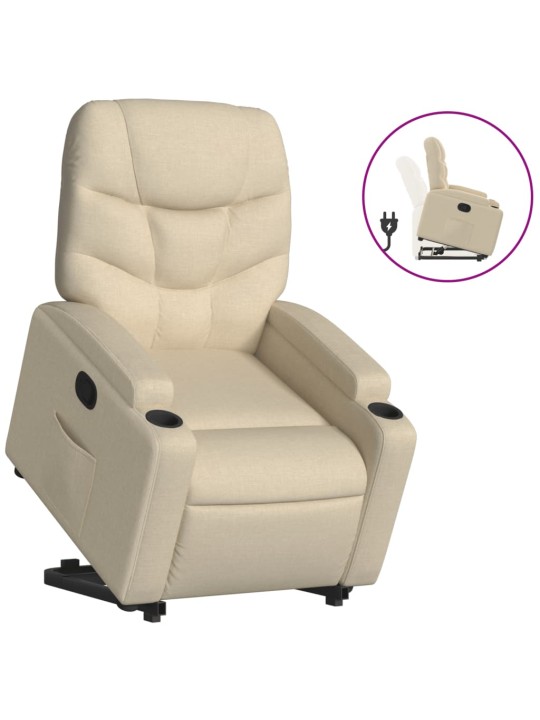 Zvedací polohovací křeslo krémové textil