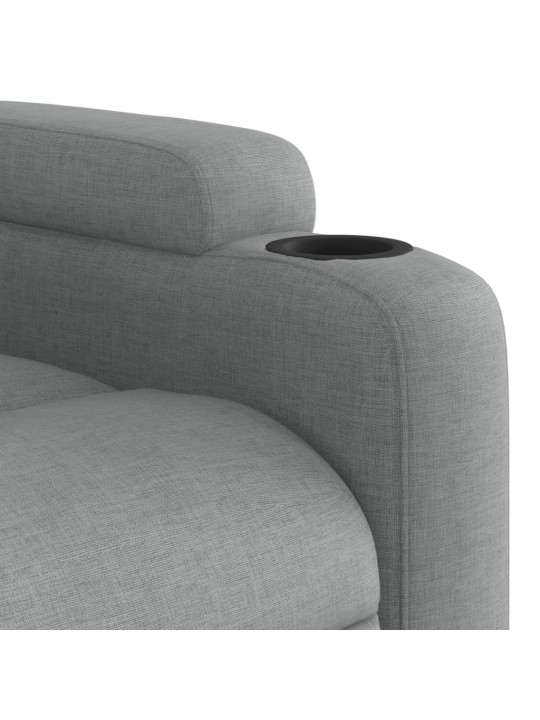Zvedací masážní polohovací křeslo světle šedé textil