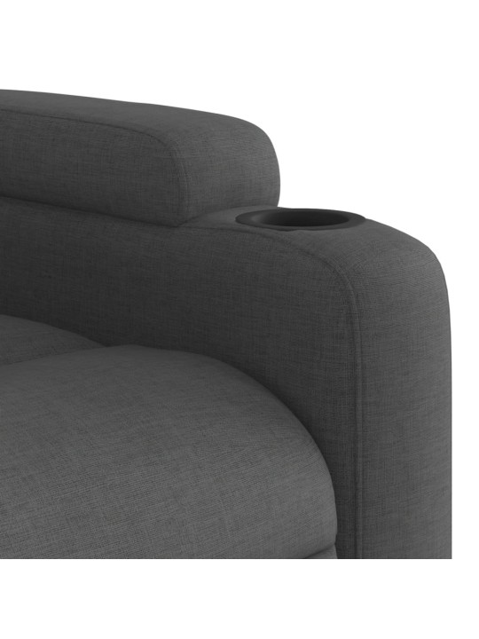 Zvedací masážní polohovací křeslo tmavě šedé textil