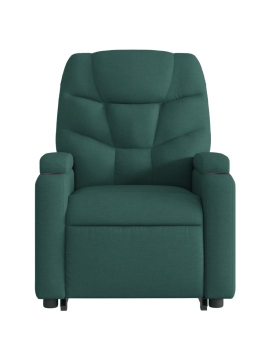 Zvedací masážní polohovací křeslo tmavě zelené textil