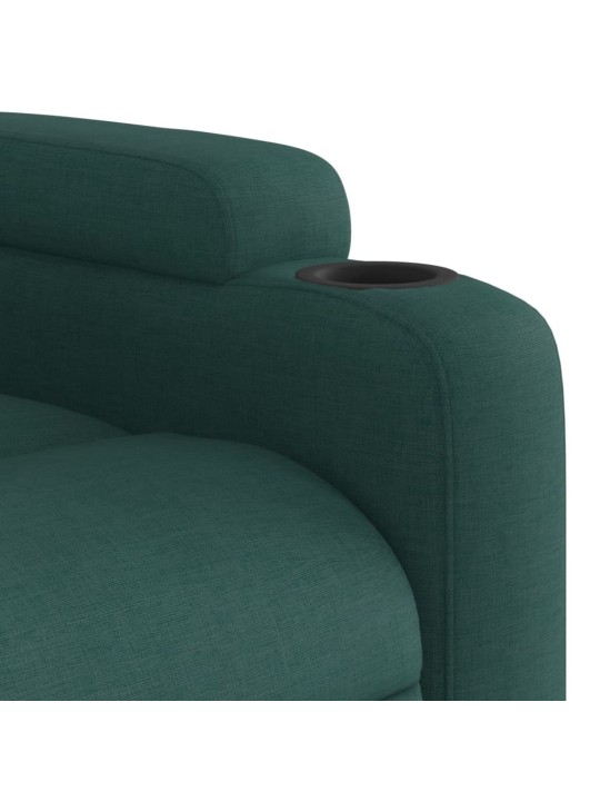 Zvedací masážní polohovací křeslo tmavě zelené textil