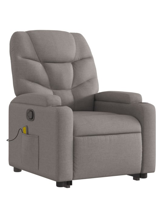 Zvedací masážní polohovací křeslo taupe textil