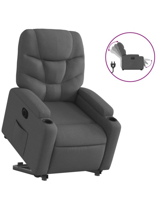 Elektrické zvedací polohovací křeslo tmavě šedé textil
