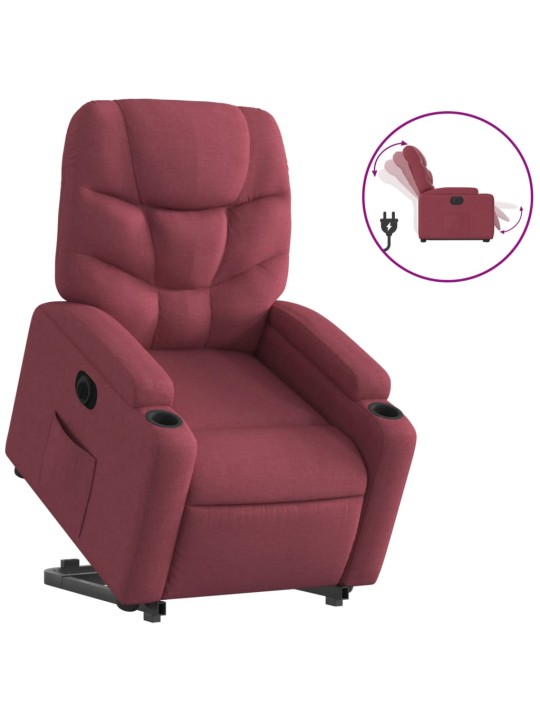 Elektrické zvedací polohovací křeslo vínové textil