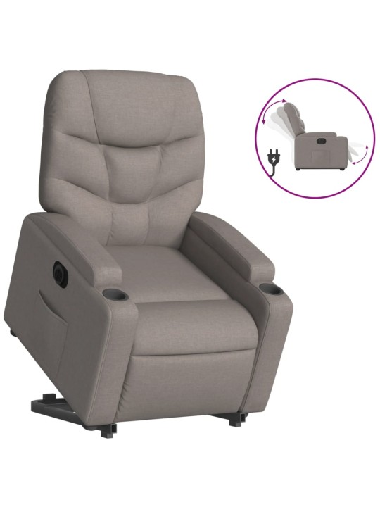 Elektrické zvedací polohovací křeslo taupe textil