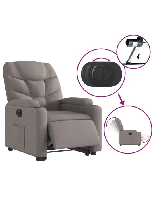 Elektrické zvedací polohovací křeslo taupe textil