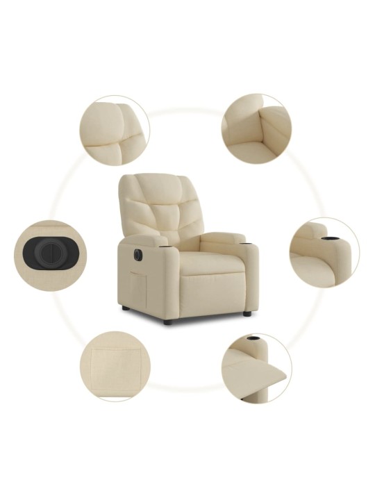Elektrické zvedací polohovací křeslo krémové textil