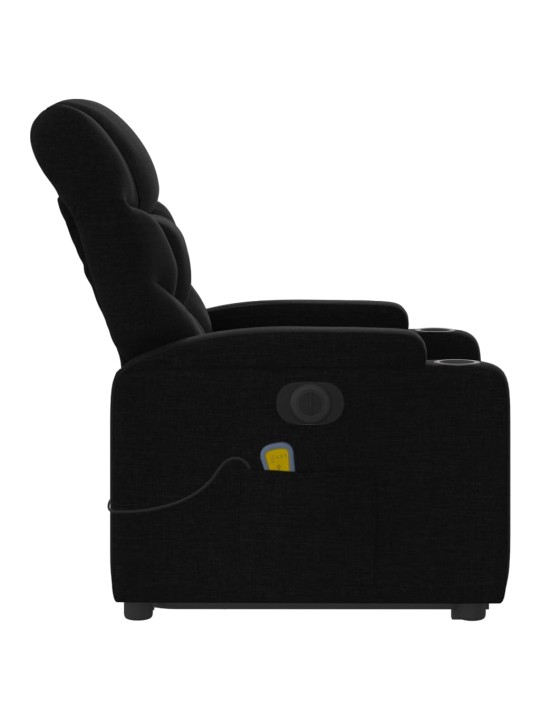 Elektrické zvedací masážní polohovací křeslo černé textil