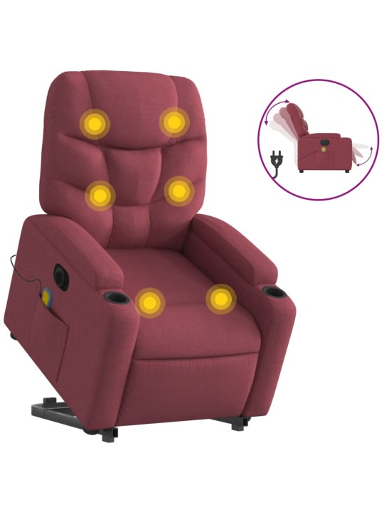 Elektrické zvedací masážní polohovací křeslo vínové textil
