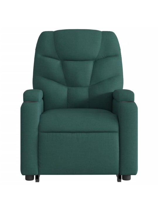 Elektrické zvedací masážní polohovací křeslo zelené textil