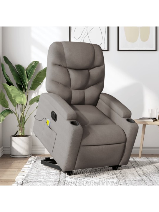 Elektrické zvedací masážní polohovací křeslo taupe textil