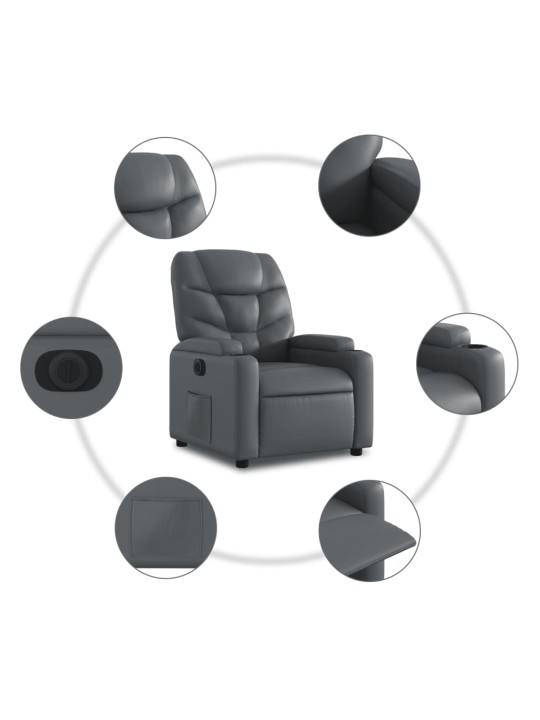 Elektrické polohovací křeslo šedé umělá kůže