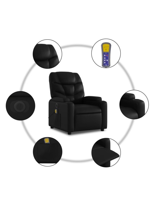Elektrické masážní polohovací křeslo černé umělá kůže