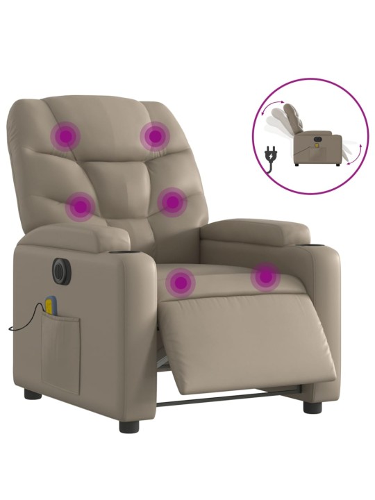 Elektrické masážní polohovací křeslo cappuccino umělá kůže