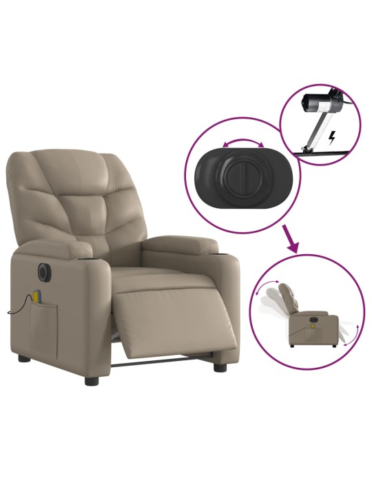 Elektrické masážní polohovací křeslo cappuccino umělá kůže
