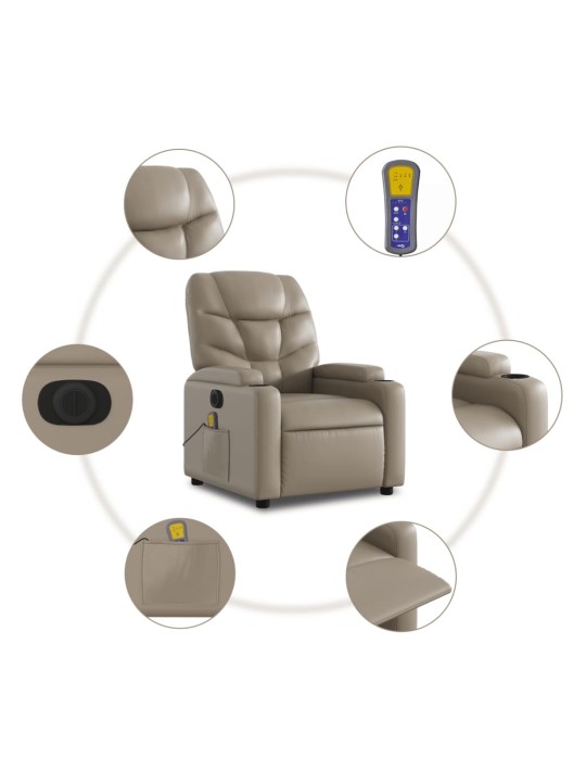 Elektrické masážní polohovací křeslo cappuccino umělá kůže