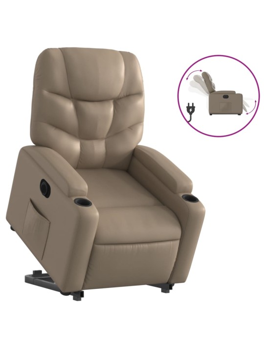 Elektrické zvedací polohovací křeslo cappuccino umělá kůže