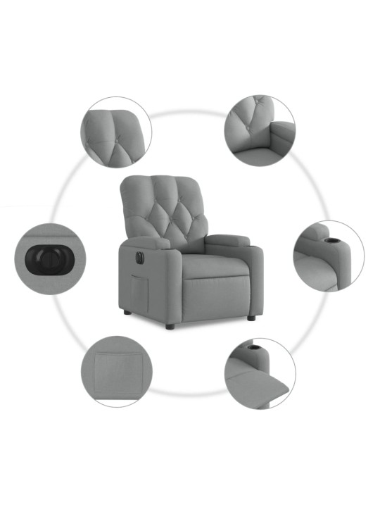 Elektrické polohovací křeslo světle šedé textil