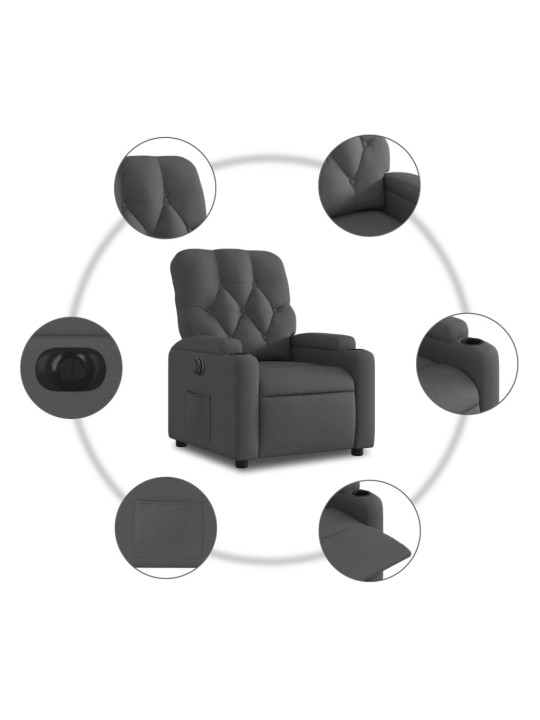Elektrické polohovací křeslo tmavě šedé textil