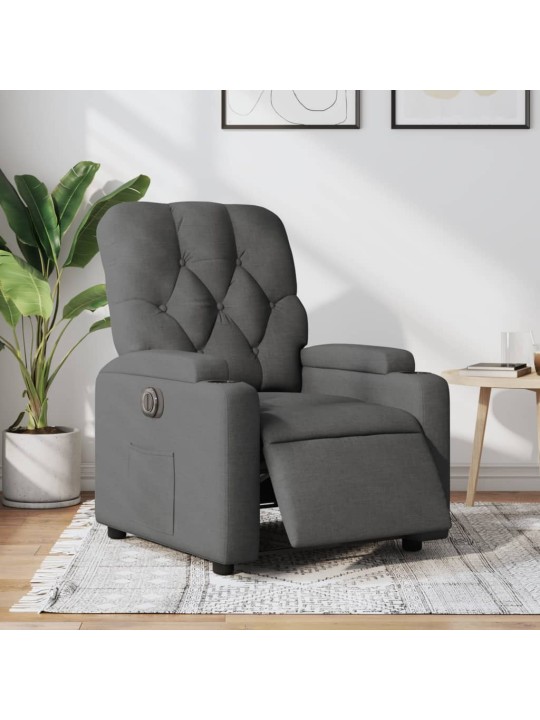 Elektrické polohovací křeslo tmavě šedé textil