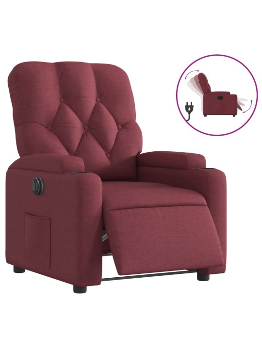 Elektrické polohovací křeslo vínové textil