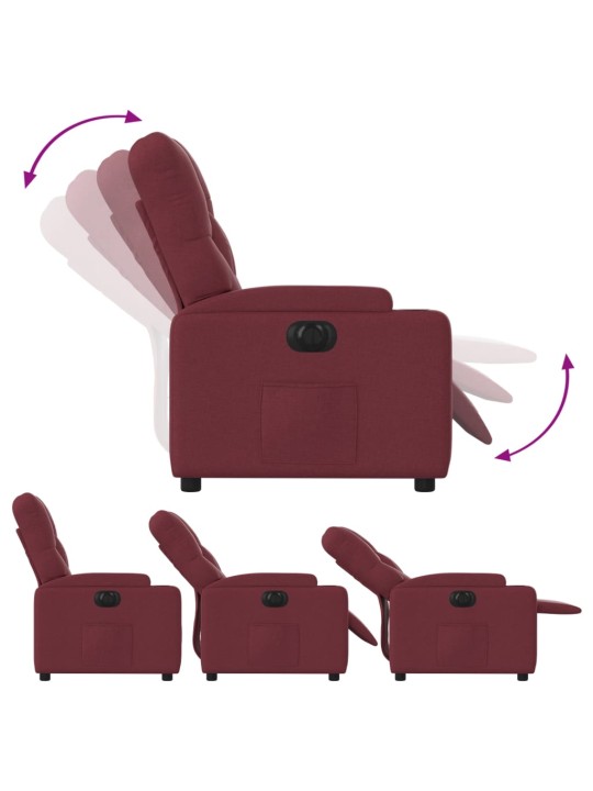 Elektrické polohovací křeslo vínové textil
