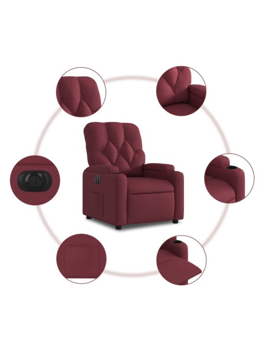 Elektrické polohovací křeslo vínové textil