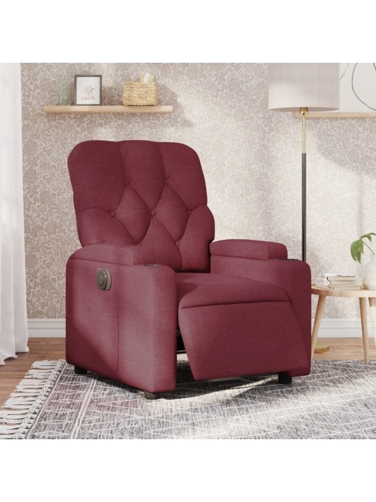 Elektrické polohovací křeslo vínové textil