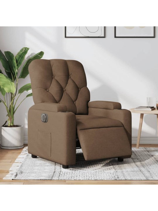 Elektrické polohovací křeslo hnědé textil