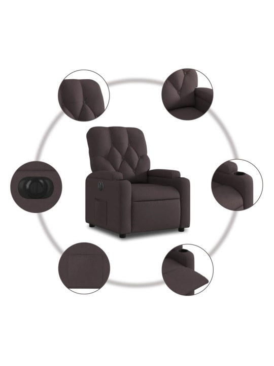 Elektrické polohovací křeslo tmavě hnědé textil