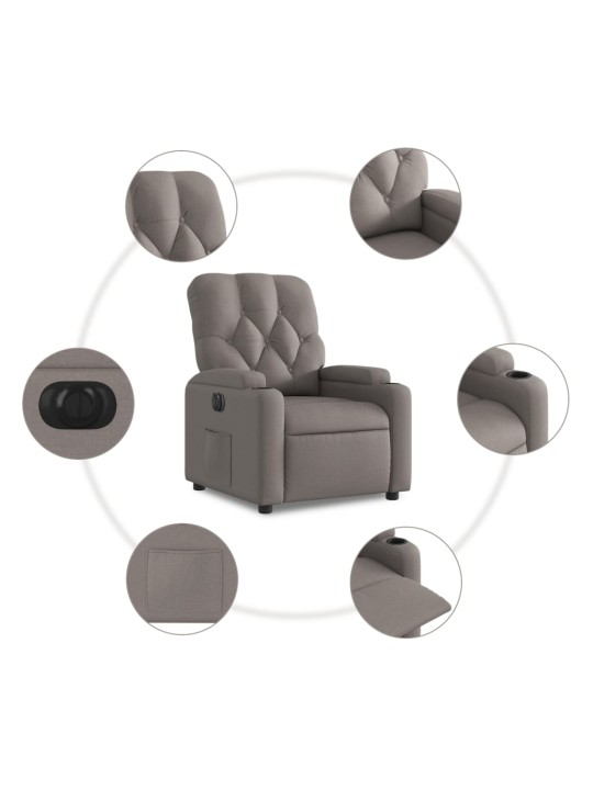 Elektrické polohovací křeslo taupe textil